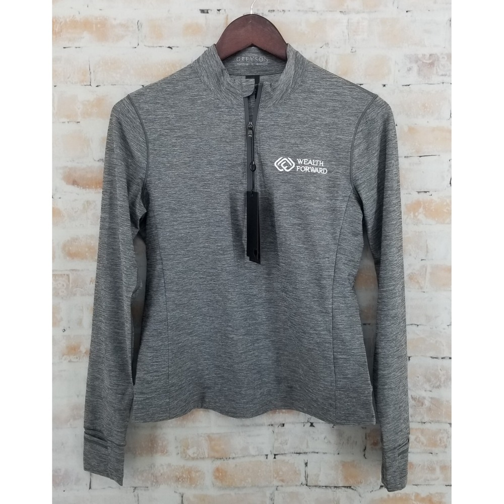 NWT Greyson Halley II Melange Quarter Zip Smoke Heather Women's Small Customized